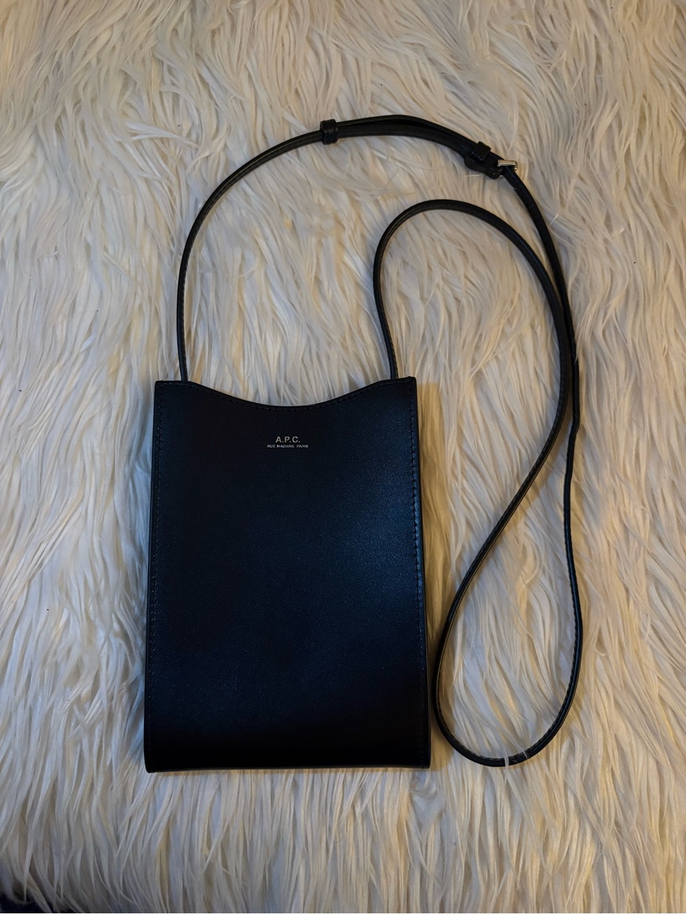 A.P.C. Slim Black Leather Crossbody Bag